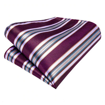 Paars, wit en grijs gestreepte stropdas