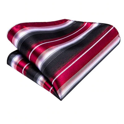 Zwart, rood en wit gestreepte stropdas