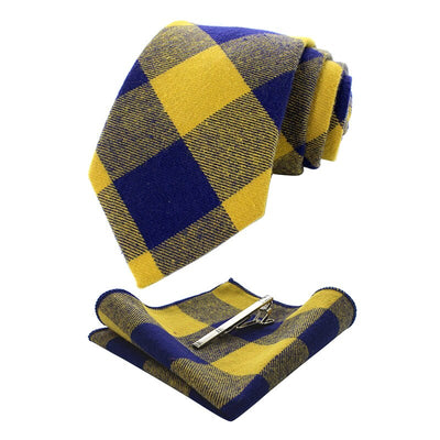 Blauw En Geel Geruit Stropdas