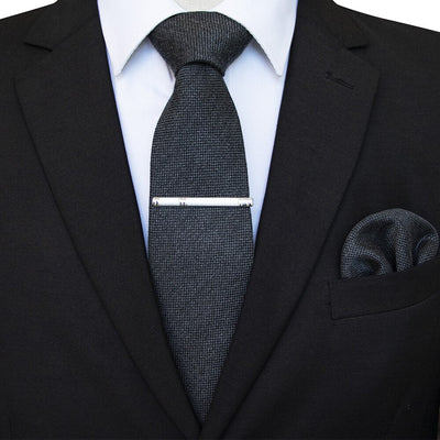 Donkergrijze wollen stropdas