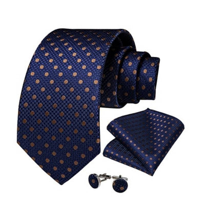 Blauwe Stropdas Met Bruine Stippen