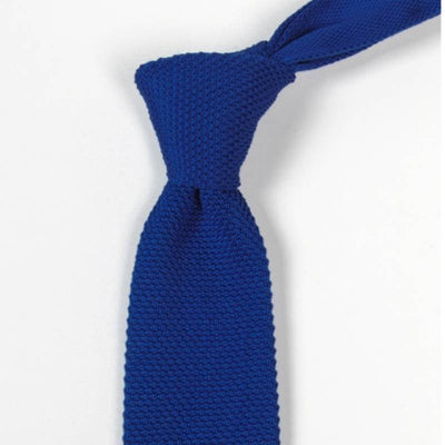 Blauwe gebreide stropdas