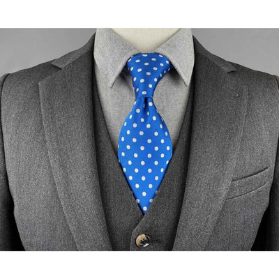 Blauwe stropdas met stippen