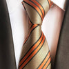 Beige stropdas met oranje strepen