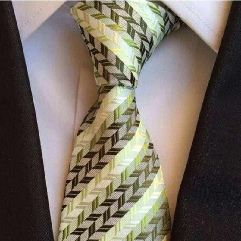 Beige stropdas met groene strepen