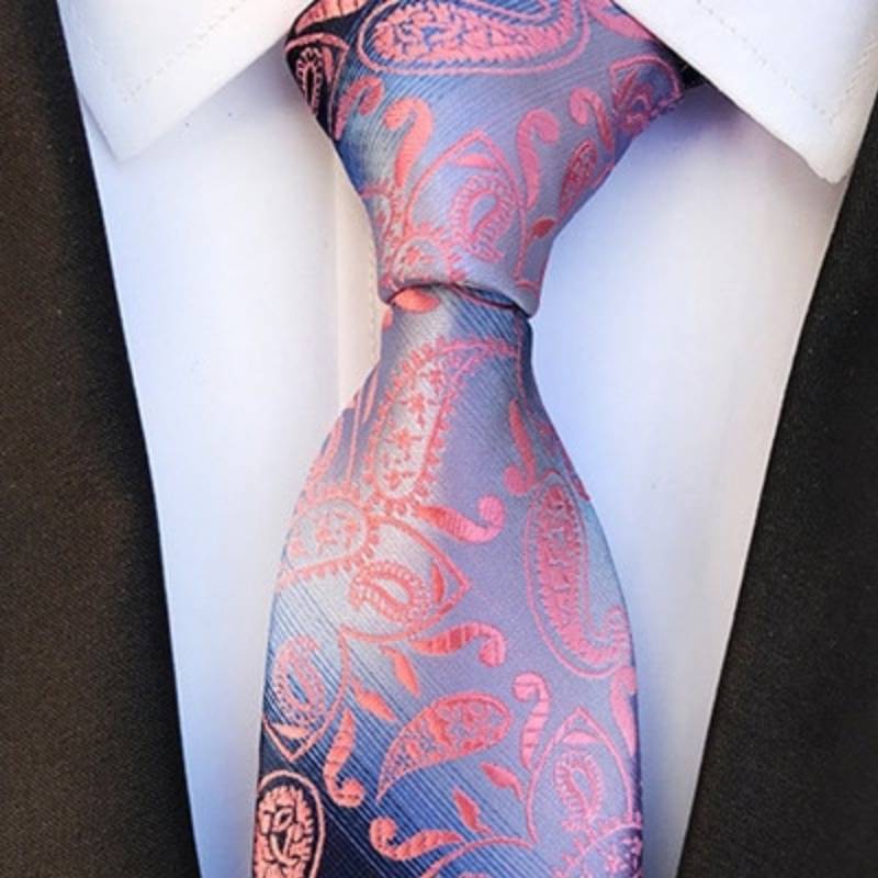 Witte stropdas met roze Paisley-patroon