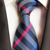 Grijze stropdas met roze en blauwe strepen