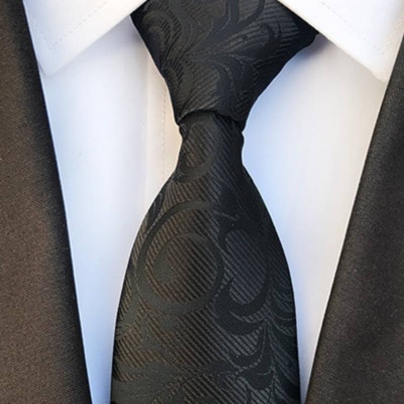Gebloemde zwarte stropdas