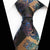 Zwarte stropdas met beige en blauwe strepen