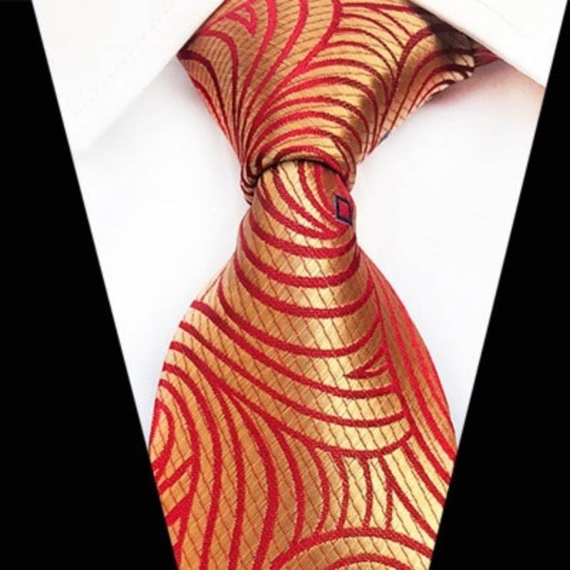 Oranje stropdas met rood patroon