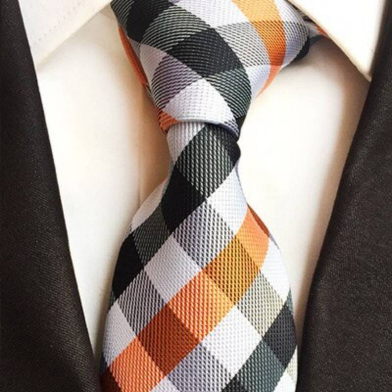 Wit, oranje en zwart gestreepte stropdas