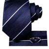 Middernacht blauw en wit gestreepte stropdas