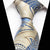 Blauw en beige gestreepte stropdas met paisleypatroon
