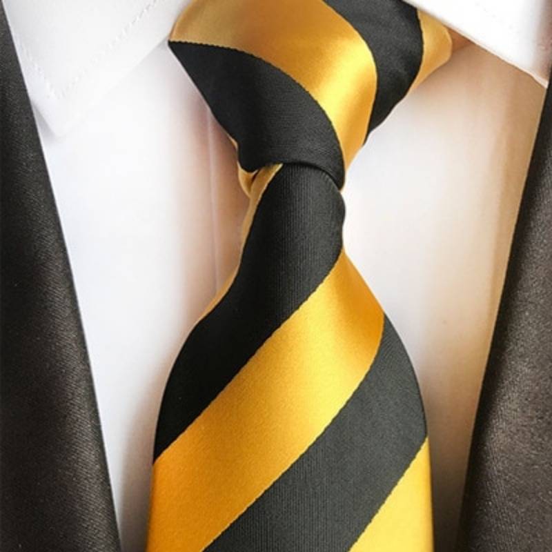 Geel en zwart gestreepte stropdas