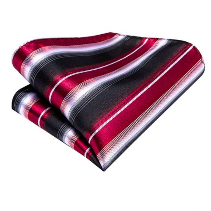 Zwart, rood en wit gestreepte stropdas