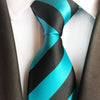 Zwart en turkoois blauw gestreepte stropdas