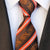 Oranje en bruin gestreepte Paisley stropdas