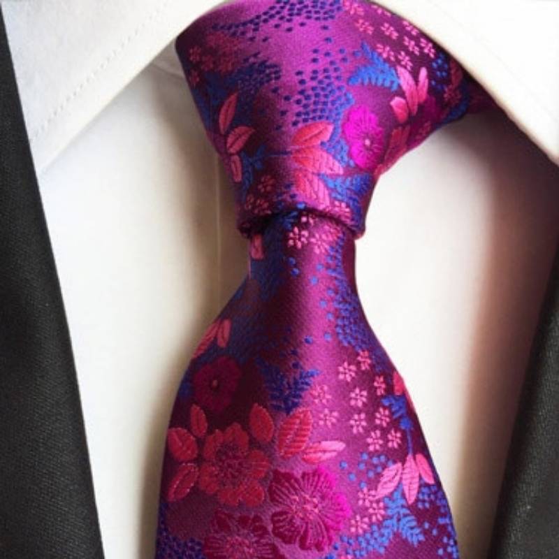 Fuchsia roze stropdas met bloemen