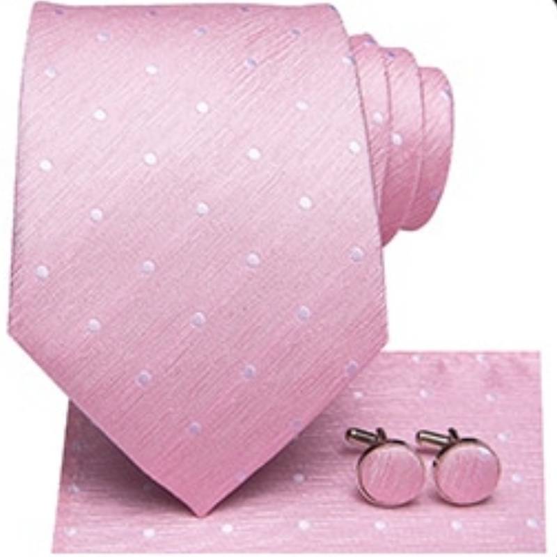 Witte stippen roze stropdas