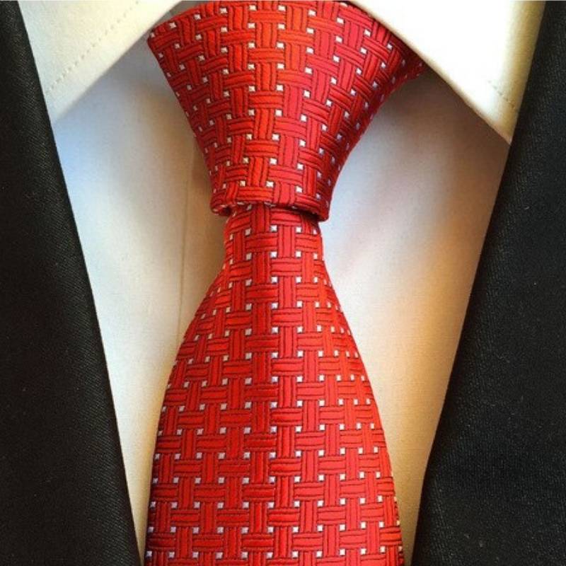 Rode stropdas met mini witte stippen