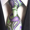 Lichtgroene stropdas met mauve Paisley-patroon