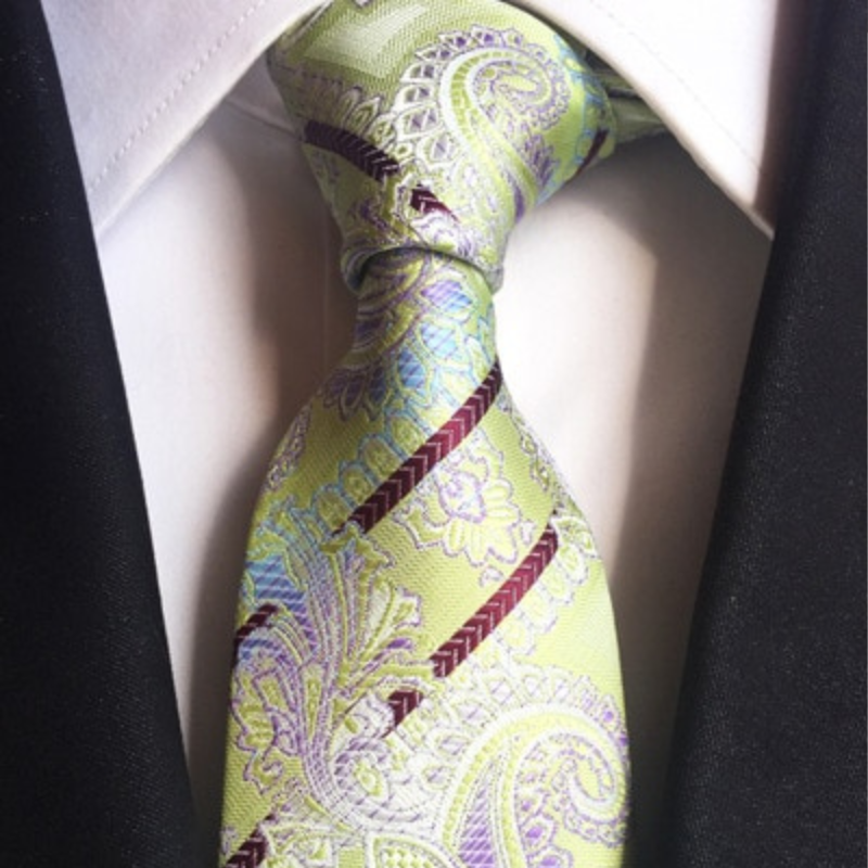 Bloemen groene stropdas met bordeauxrode strepen