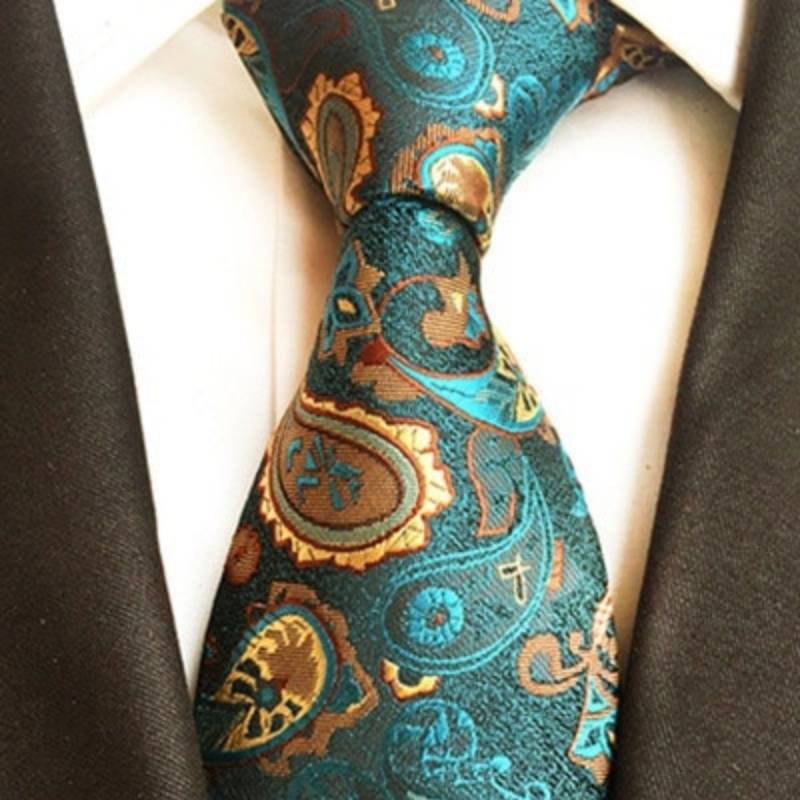 Groene en oranje Paisley stropdas