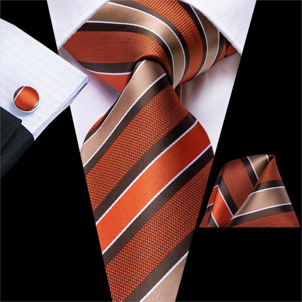 Oranje en bruin gestreepte stropdas