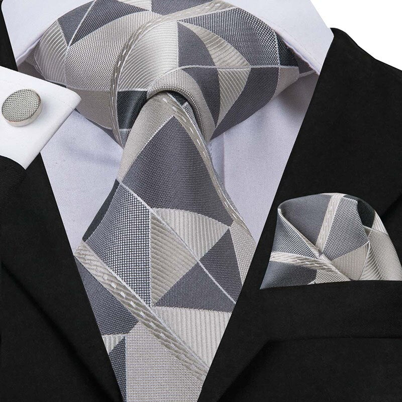 Grijze stropdas met geometrische vormen