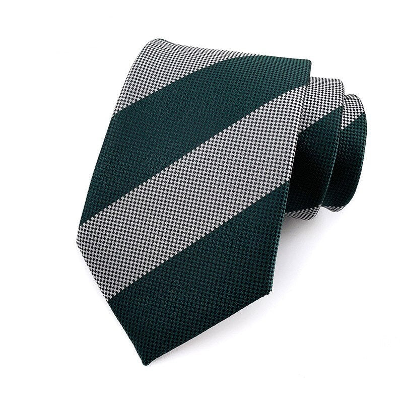Groen en grijs gestreepte stropdas