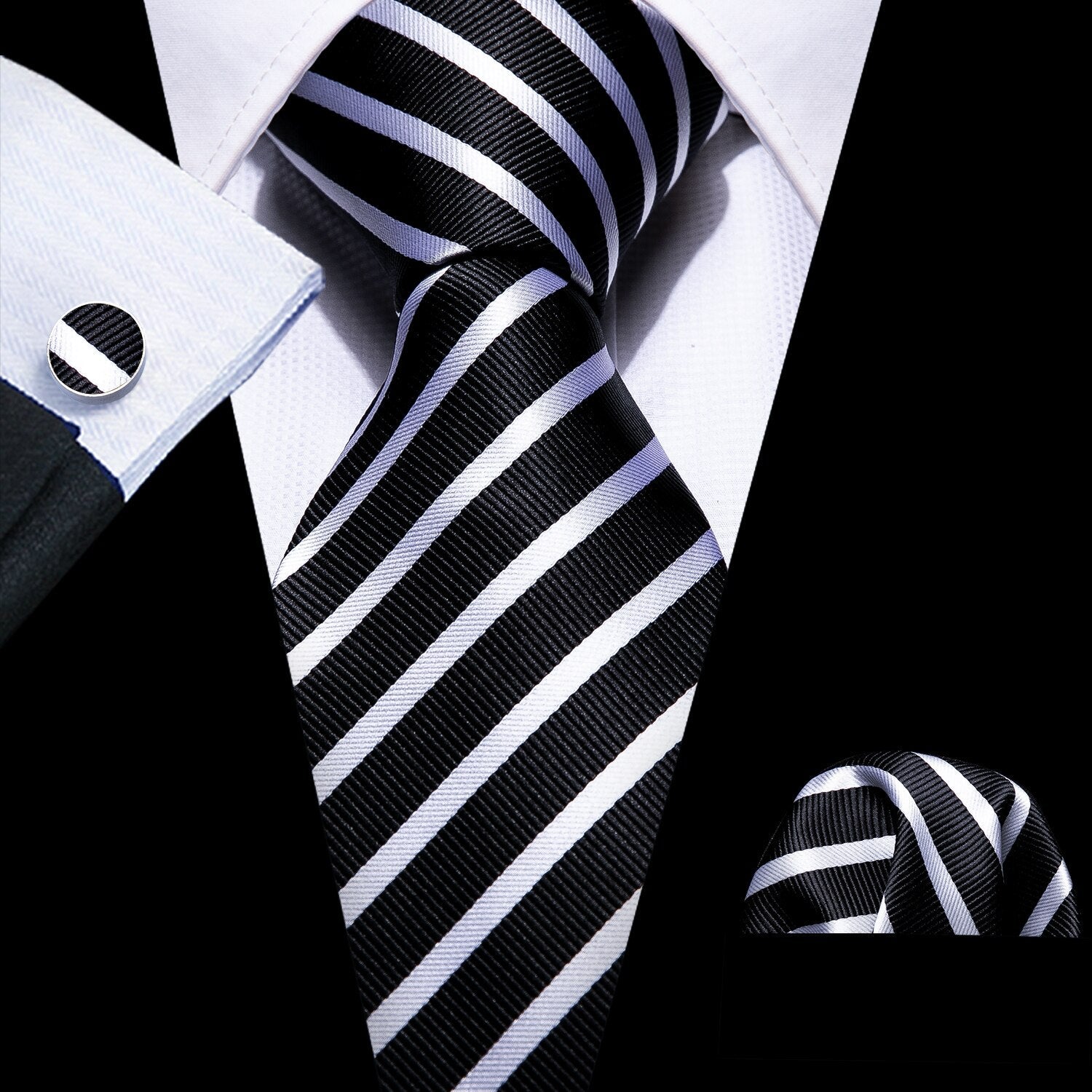 Zwart-wit gestreepte stropdas