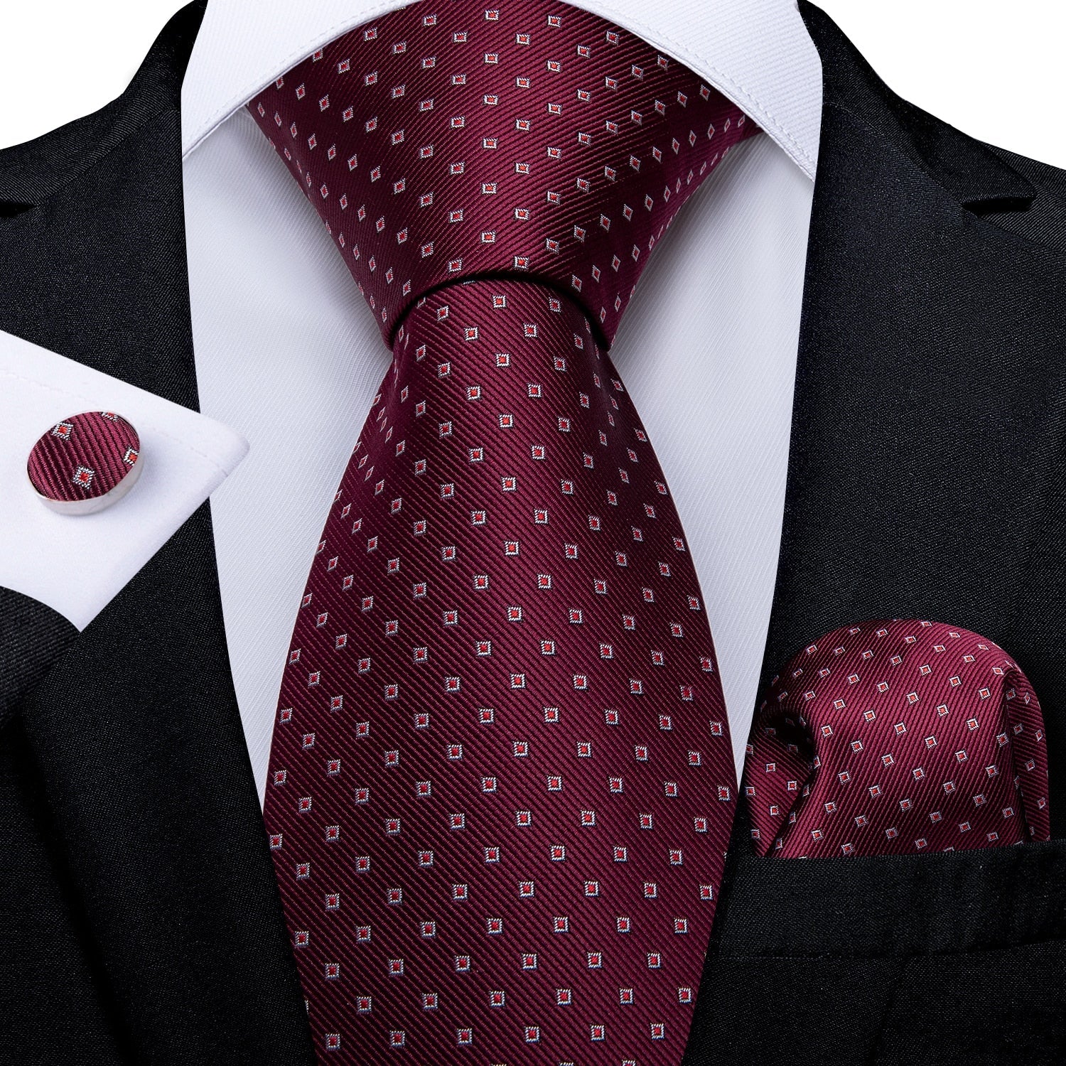 Bourgondische rode stropdas met rood patroon
