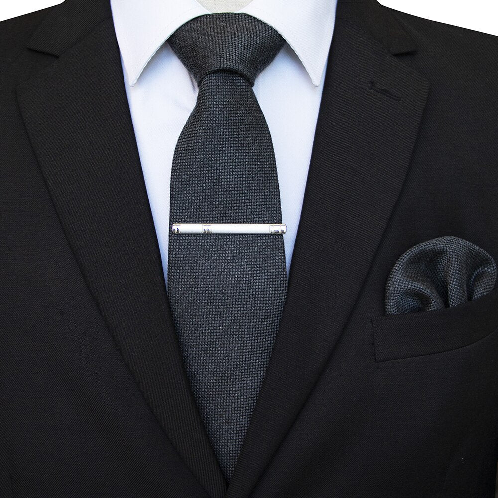 Donkergrijze wollen stropdas