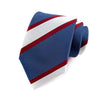 Donkerblauwe stropdas met witte en rode strepen