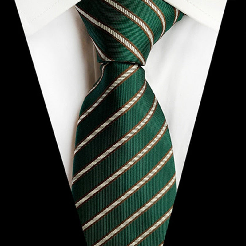 Groene stropdas met beige strepen