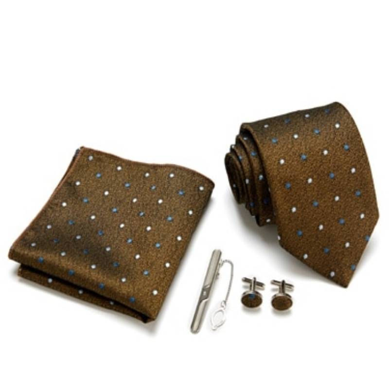 Bruine stropdas met stippen