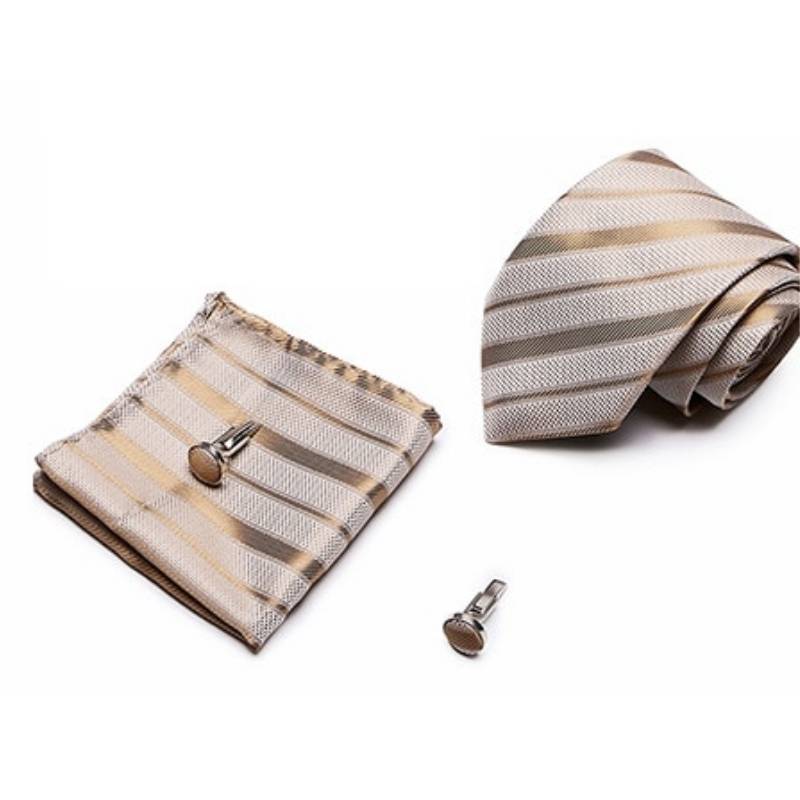 Beige gestreepte stropdas