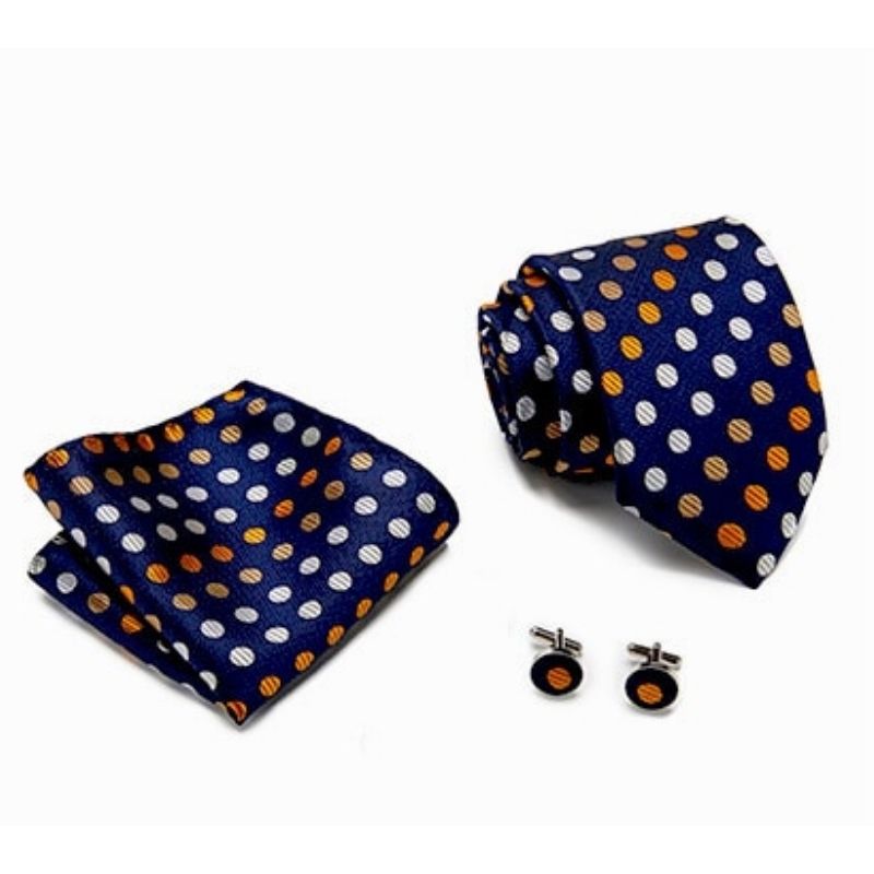 Blauwe stropdas met stippen