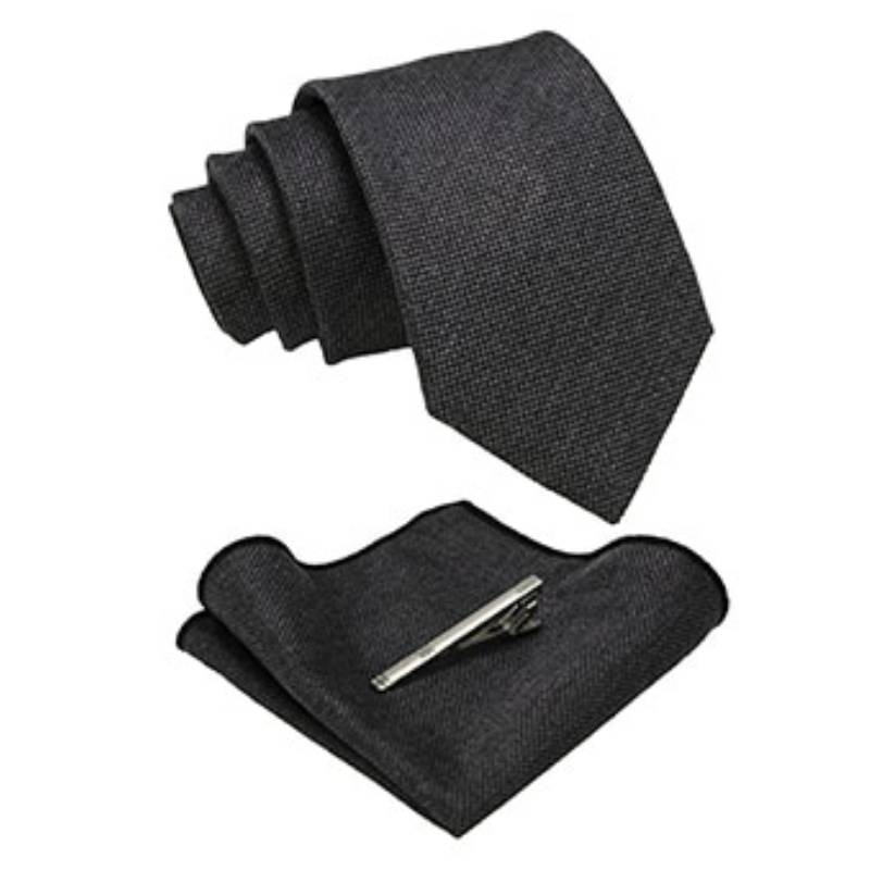 Donkergrijze wollen stropdas