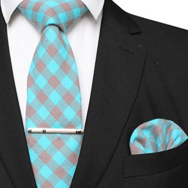 Blauwe en grijze stropdas