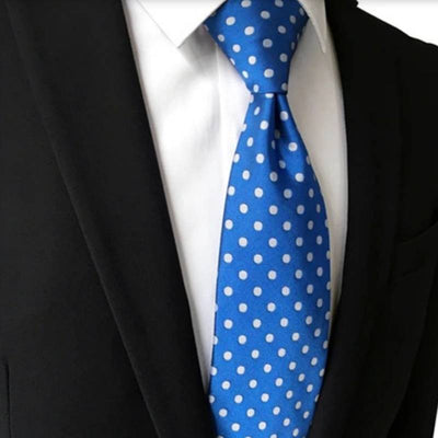 Blauwe stropdas met stippen