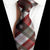 Lichtgrijs en rood gestreepte stropdas met patroon